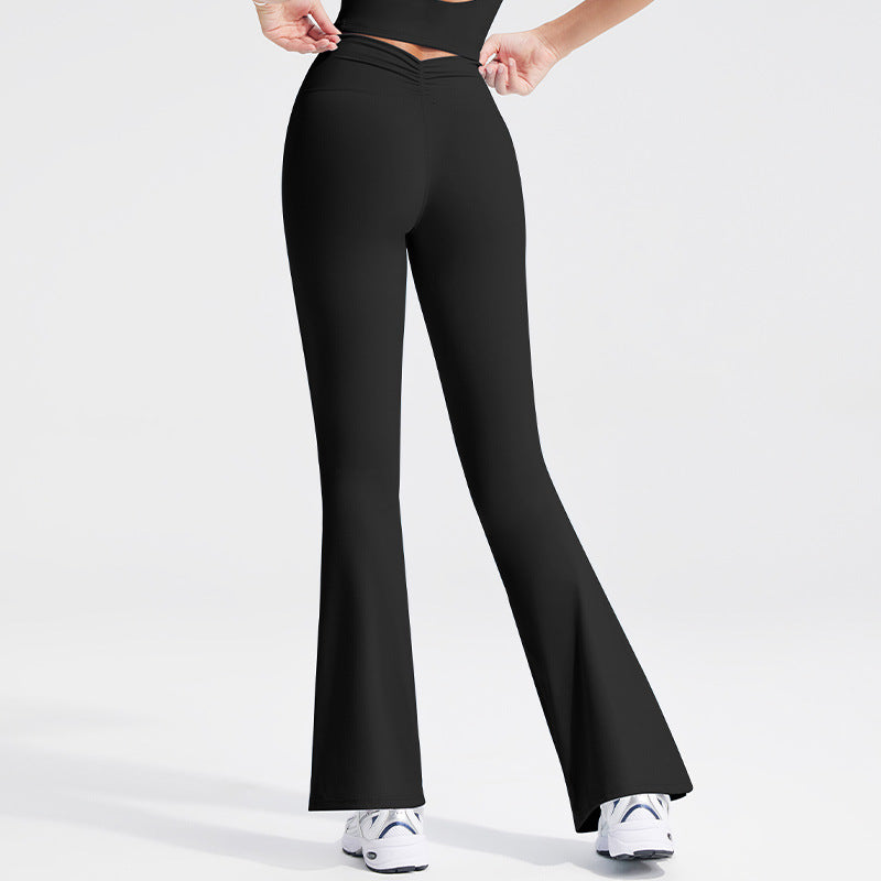 V-Waist Sculpt Leggings — High-Rise Pleated Front