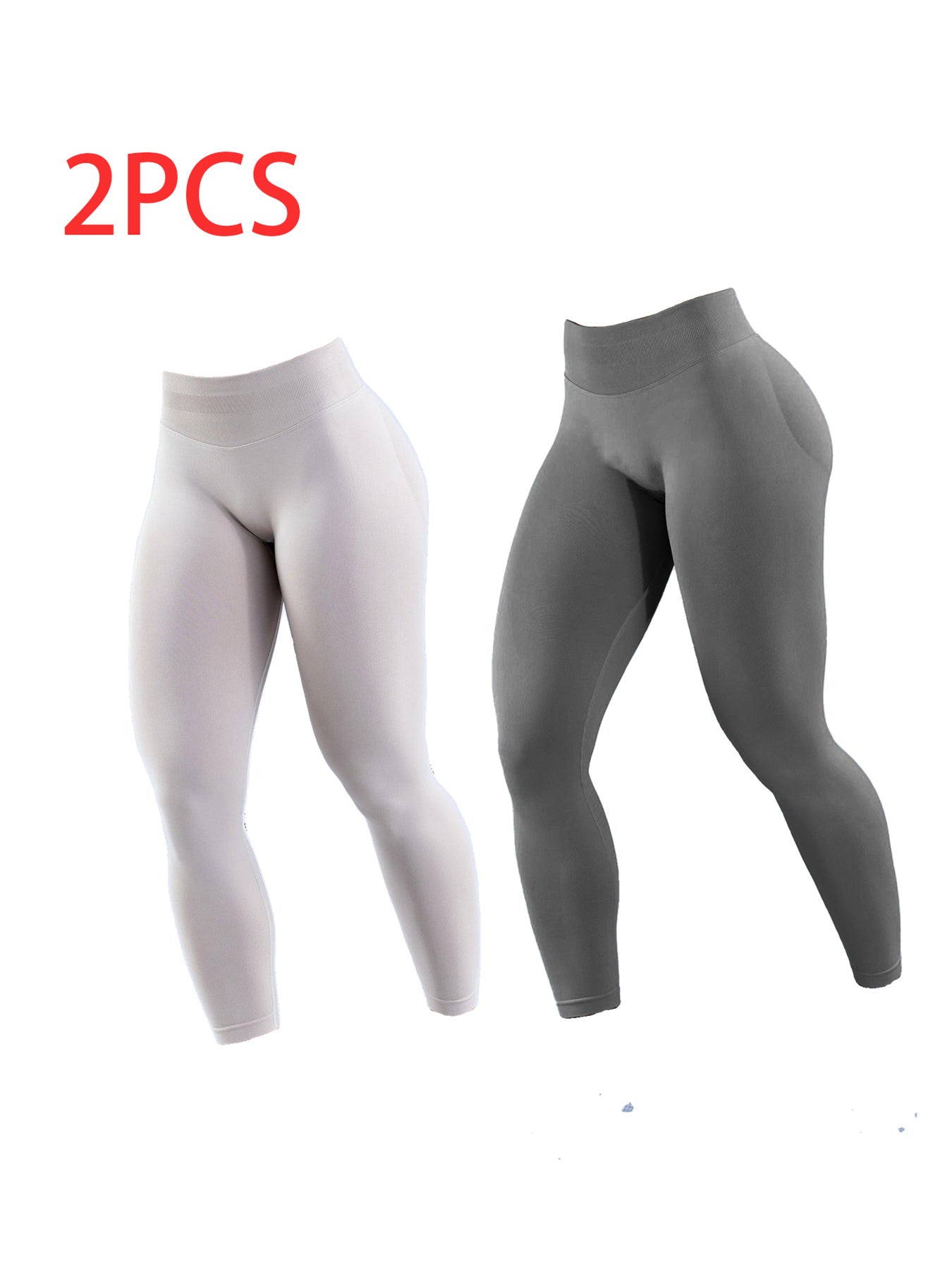 Solid-Color Yoga Exercise Leggings, 2-Pack